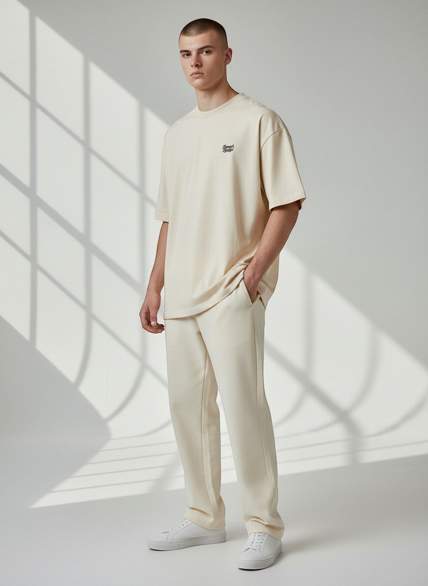 BeachBodyz® Natural Raw oversized t-shirt in organic cotton with embroidered logo on chest.