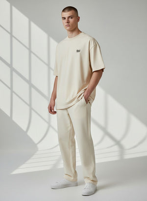 BeachBodyz® Natural Raw oversized t-shirt in organic cotton with embroidered logo on chest.
