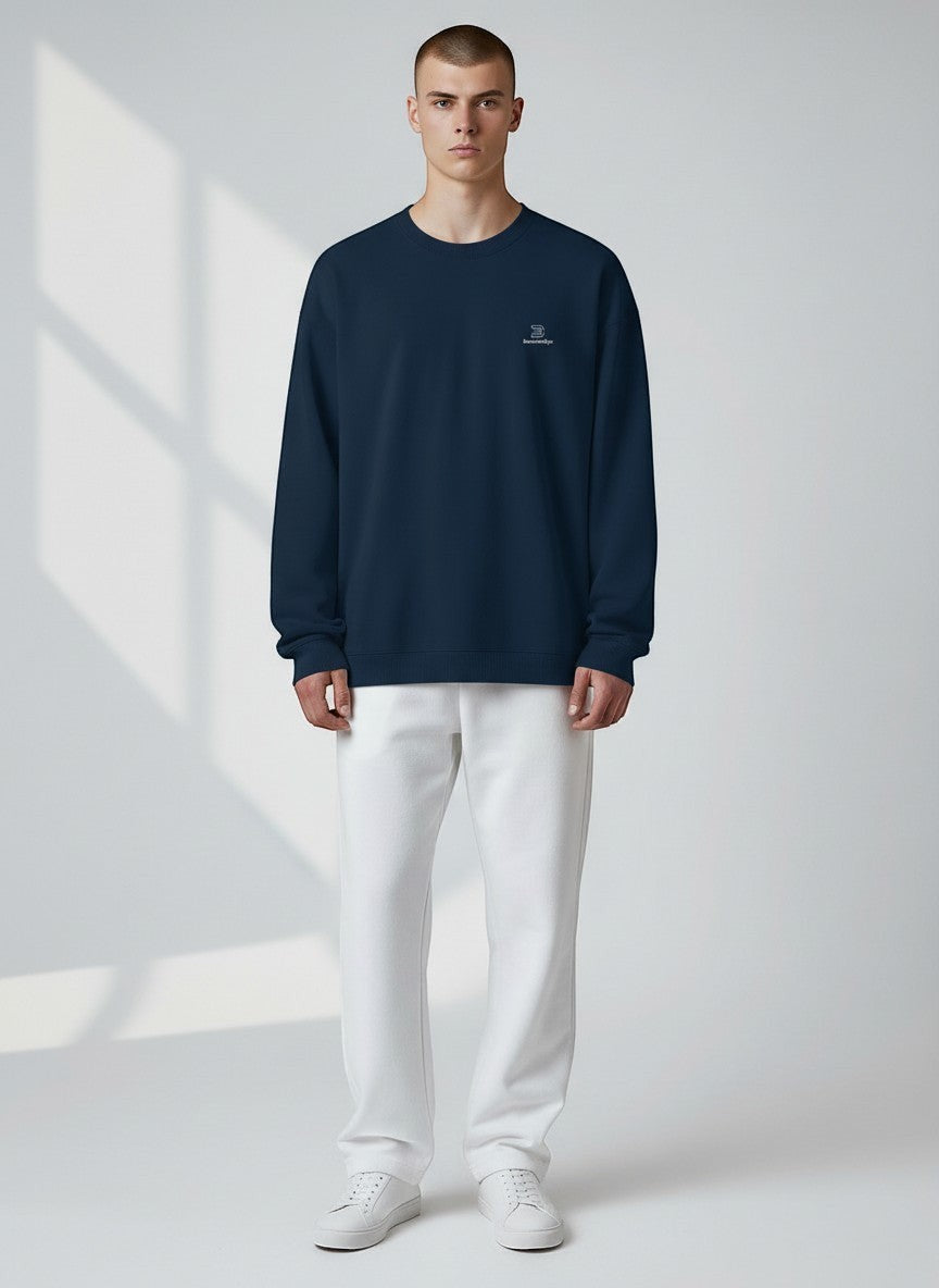 BeachBodyz® navy blue oversized sweatshirt in bio-cotton with embroidered logo on chest.