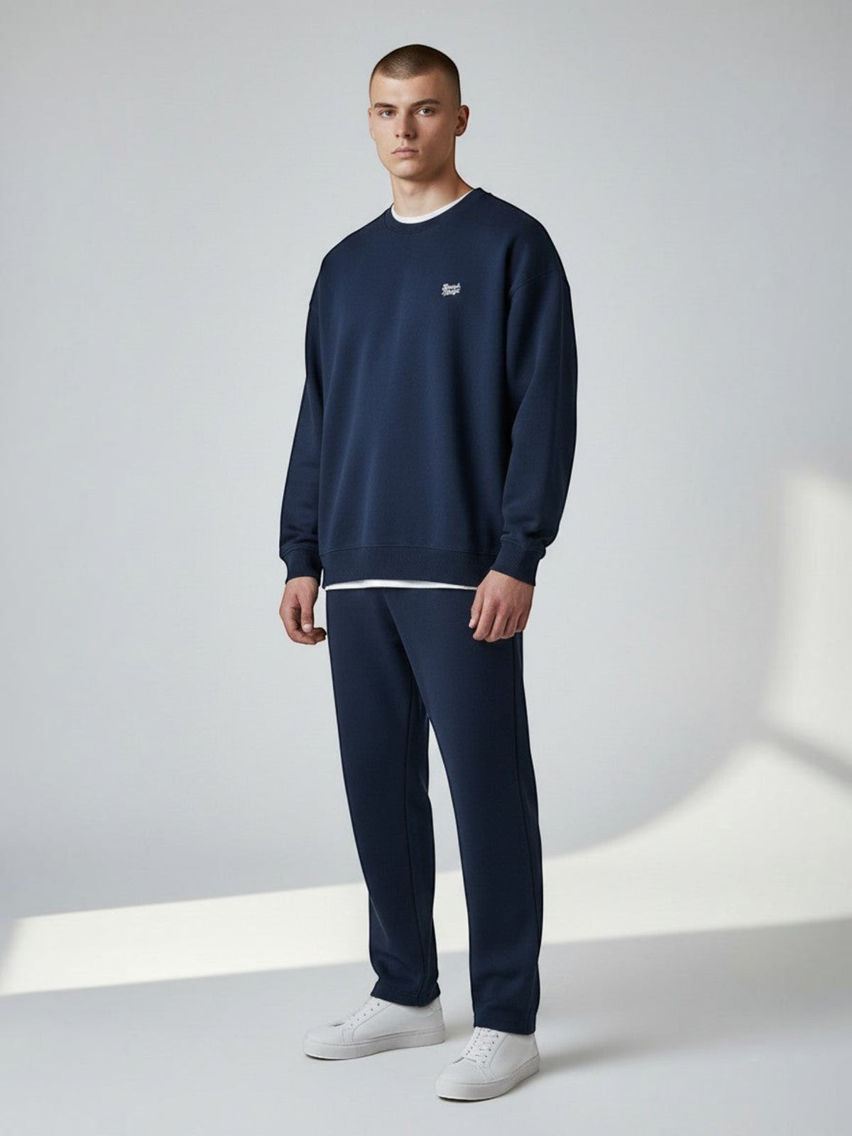 BeachBodyz® navy blue oversized sweatshirt made from organic cotton with a small embroidered logo on the chest.