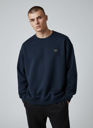 BeachBodyz® navy blue oversized sweatshirt made from organic cotton with a small embroidered logo on the chest.