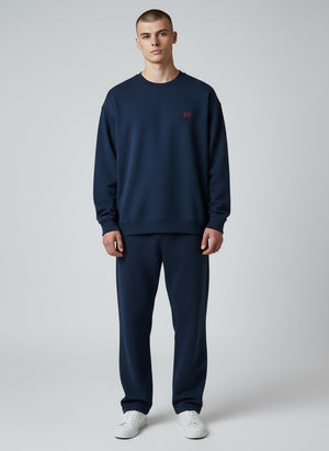 BeachBodyz® navy blue oversized sweatshirt made from organic cotton with a small red embroidered logo on the chest.