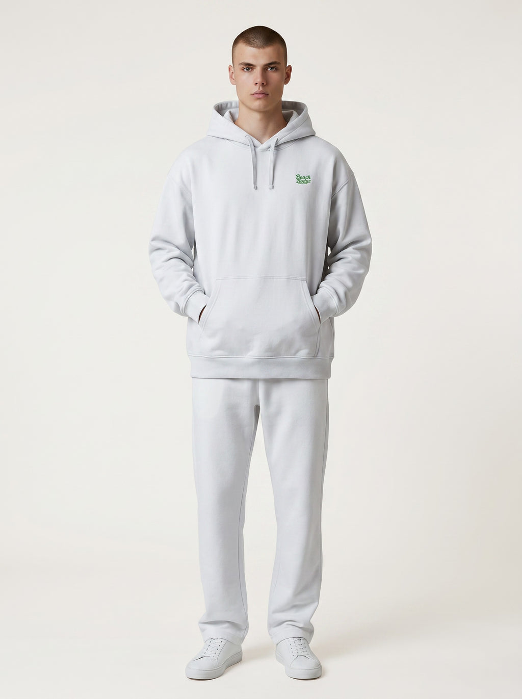 BeachBodyz® light blue oversized hoodie made from 400gsm bio-cotton with embroidered logo on chest.