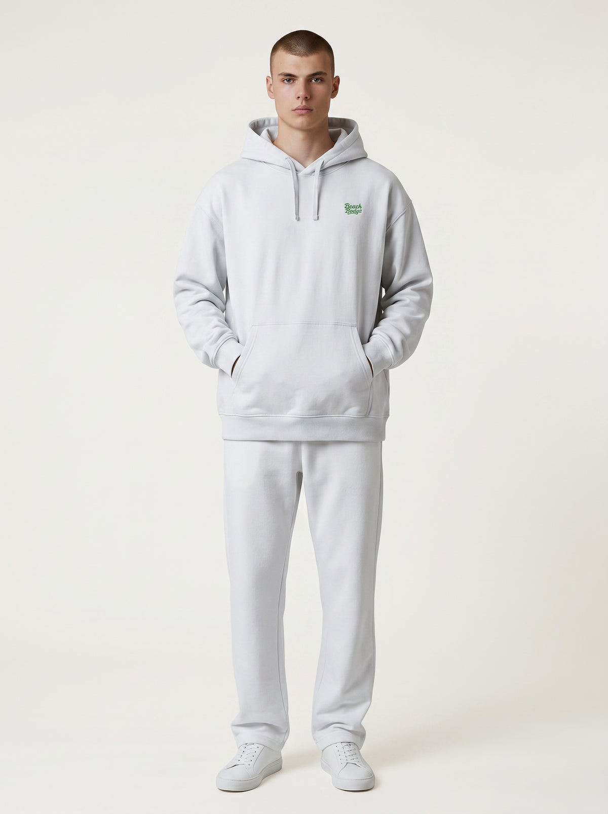 BeachBodyz® light blue oversized hoodie made from 400gsm bio-cotton with embroidered logo on chest.