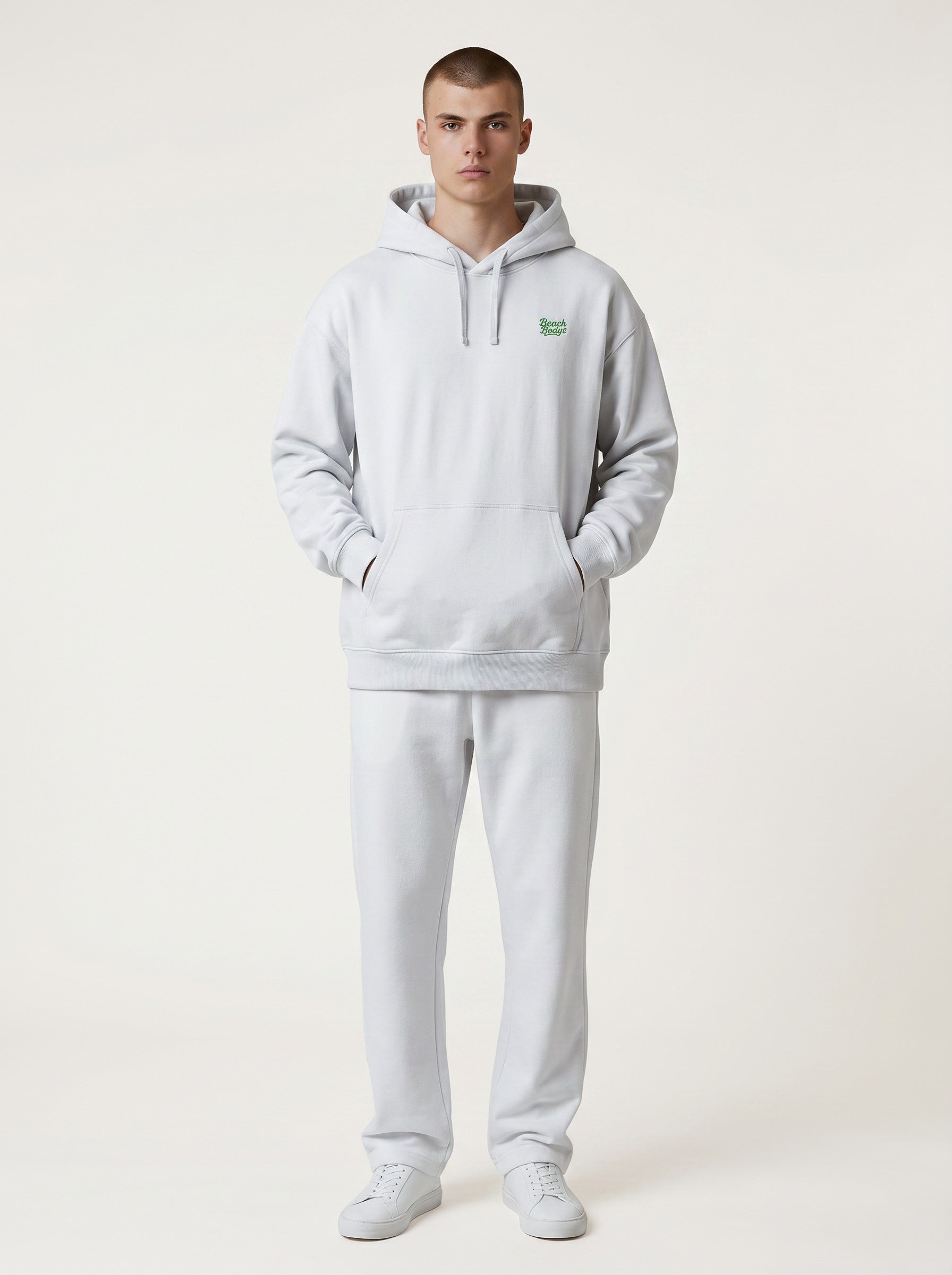 BeachBodyz® light blue oversized hoodie made from 400gsm bio-cotton with embroidered logo on chest.