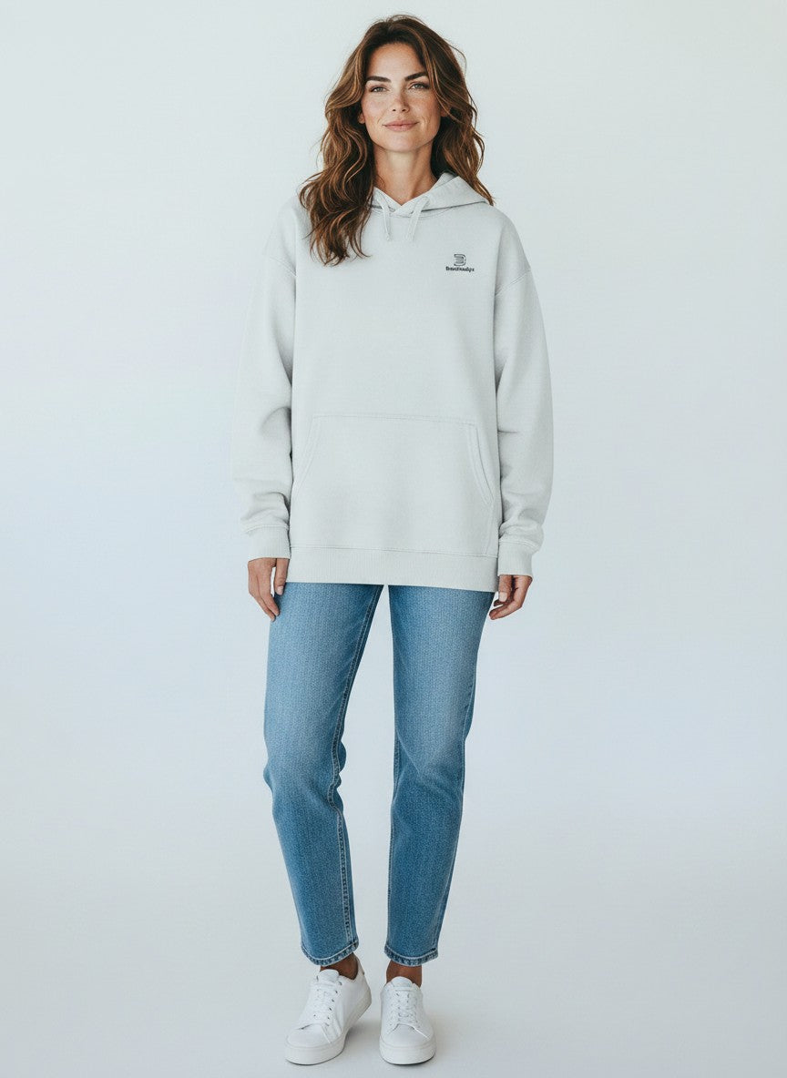 BeachBodyz® light blue oversized hoodie made from 400gsm organic cotton with embroidered logo on chest.