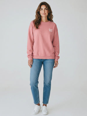 BeachBodyz® pink oversized organic cotton sweatshirt with subtle embroidered logo on chest.