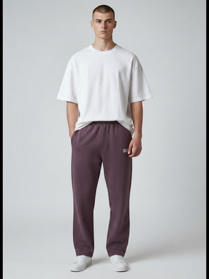 BeachBodyz® plum purple cotton blend jogginghose with embroidered logo and elastic waistband.