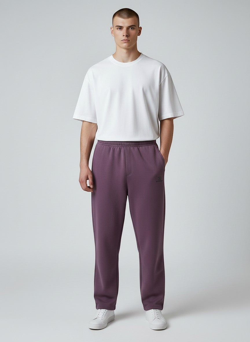 BeachBodyz® plum purple cotton blend standard fit jogging pants with elastic waistband and subtle logo.