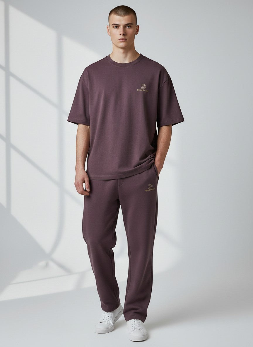 BeachBodyz® plum purple cotton-blend jogging pants with elastic waistband and subtle logo.