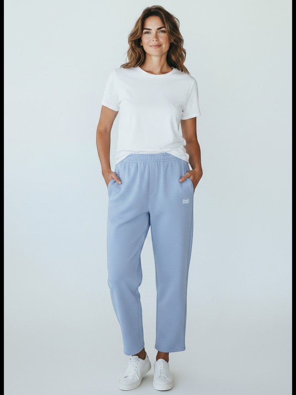 BeachBodyz® Powder Blue cotton blend jogginghose with subtle logo embroidery and elastic waistband.