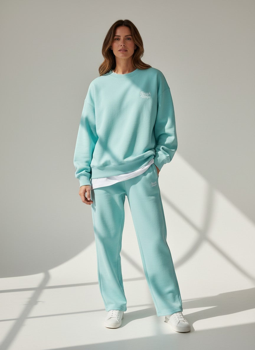 BeachBodyz® Powder Blue premium cotton blend jogginghose with elastic waistband and subtle logo embroidery.