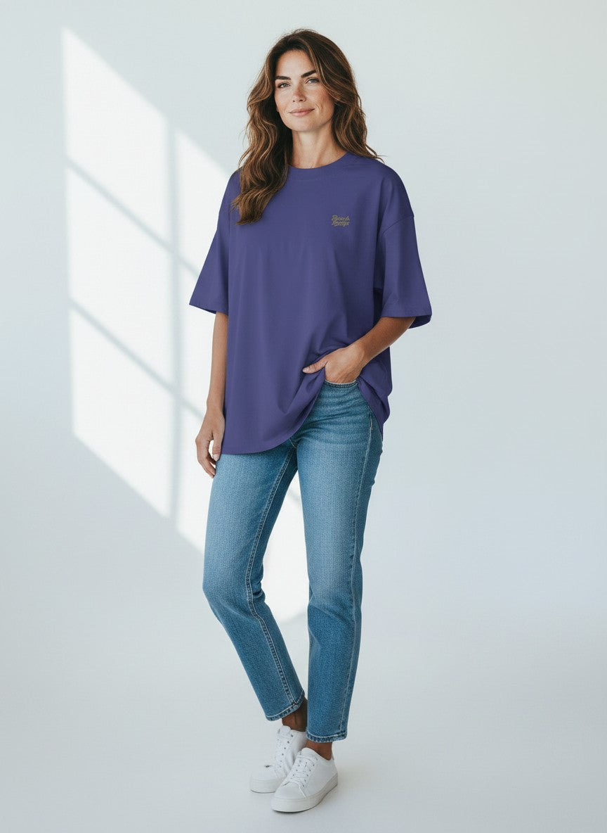 BeachBodyz® purple oversized t-shirt made from organic cotton with a small embroidered logo on the chest.