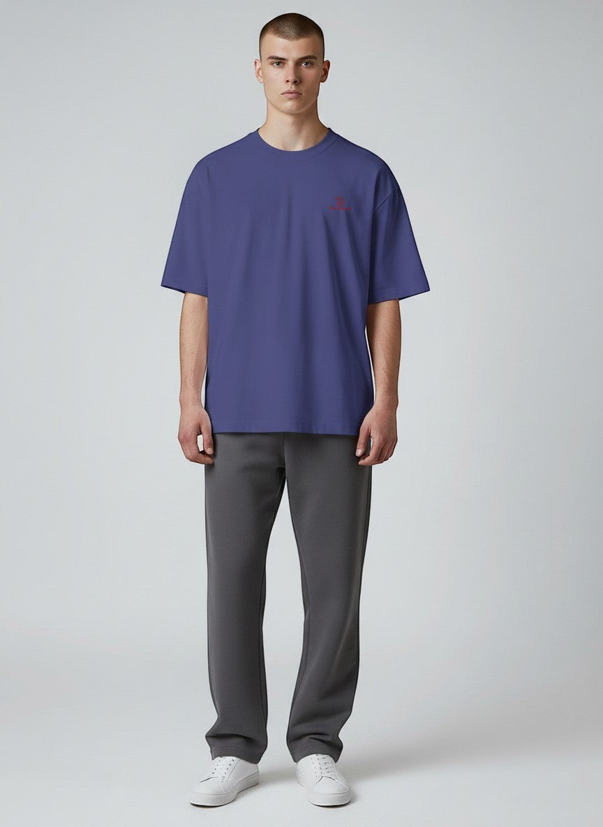 BeachBodyz® purple oversized t-shirt made from organic cotton with a small red embroidered logo on the chest.
