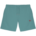 BeachBodyz® teal blue cotton jogger shorts with embroidered logo and drawstring waist. Comfortable streetwear style.
