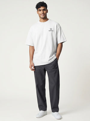 BeachBodyz® white oversized t-shirt made from 100% organic cotton with a subtle embroidered logo on the chest.