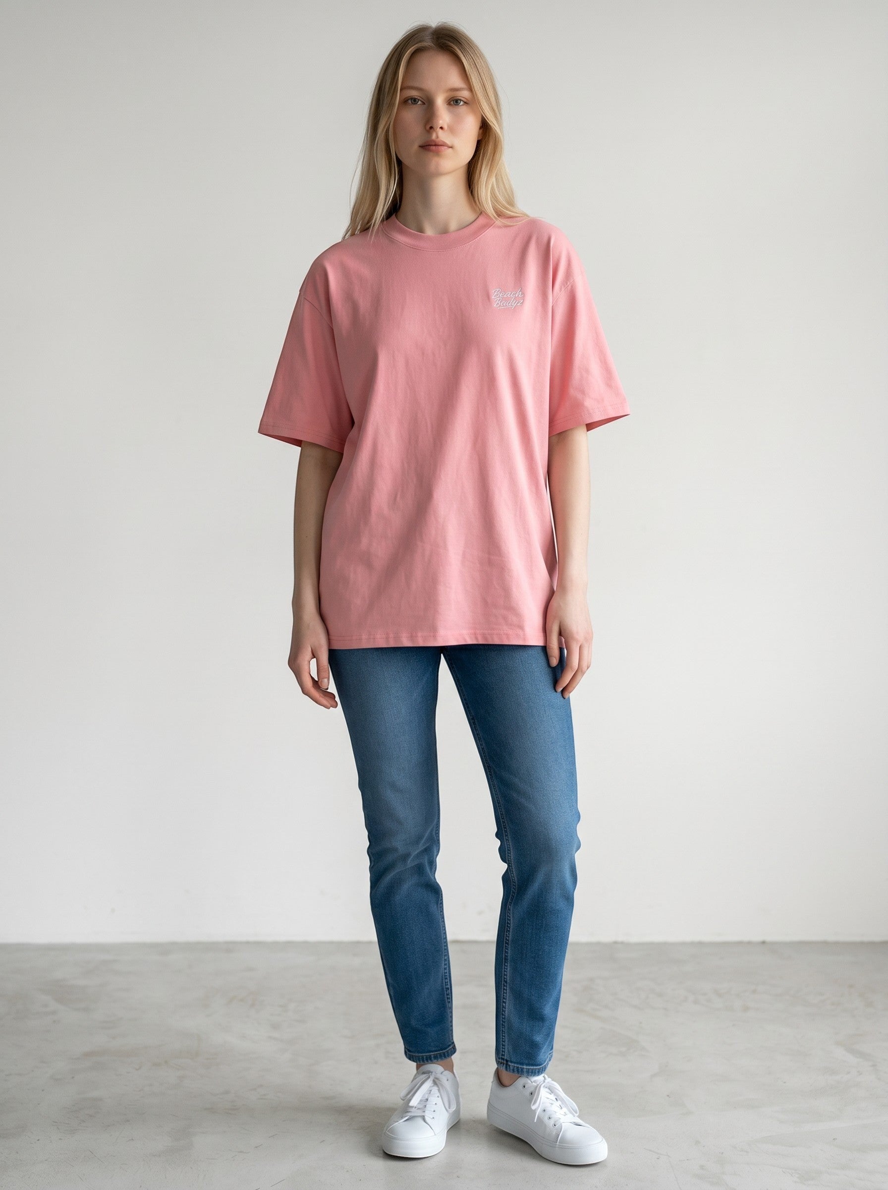 Signature Oversize T-Shirt Bio-Baumwolle BeachBodyz Detailansicht Stickerei