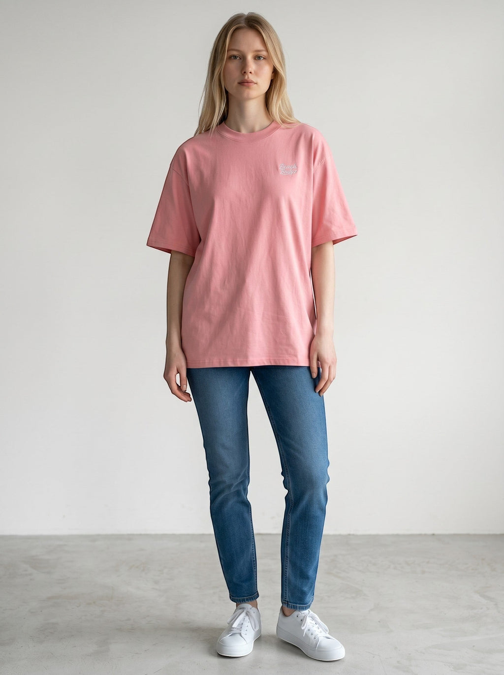Signature Oversize T-Shirt Bio-Baumwolle BeachBodyz Detailansicht Stickerei