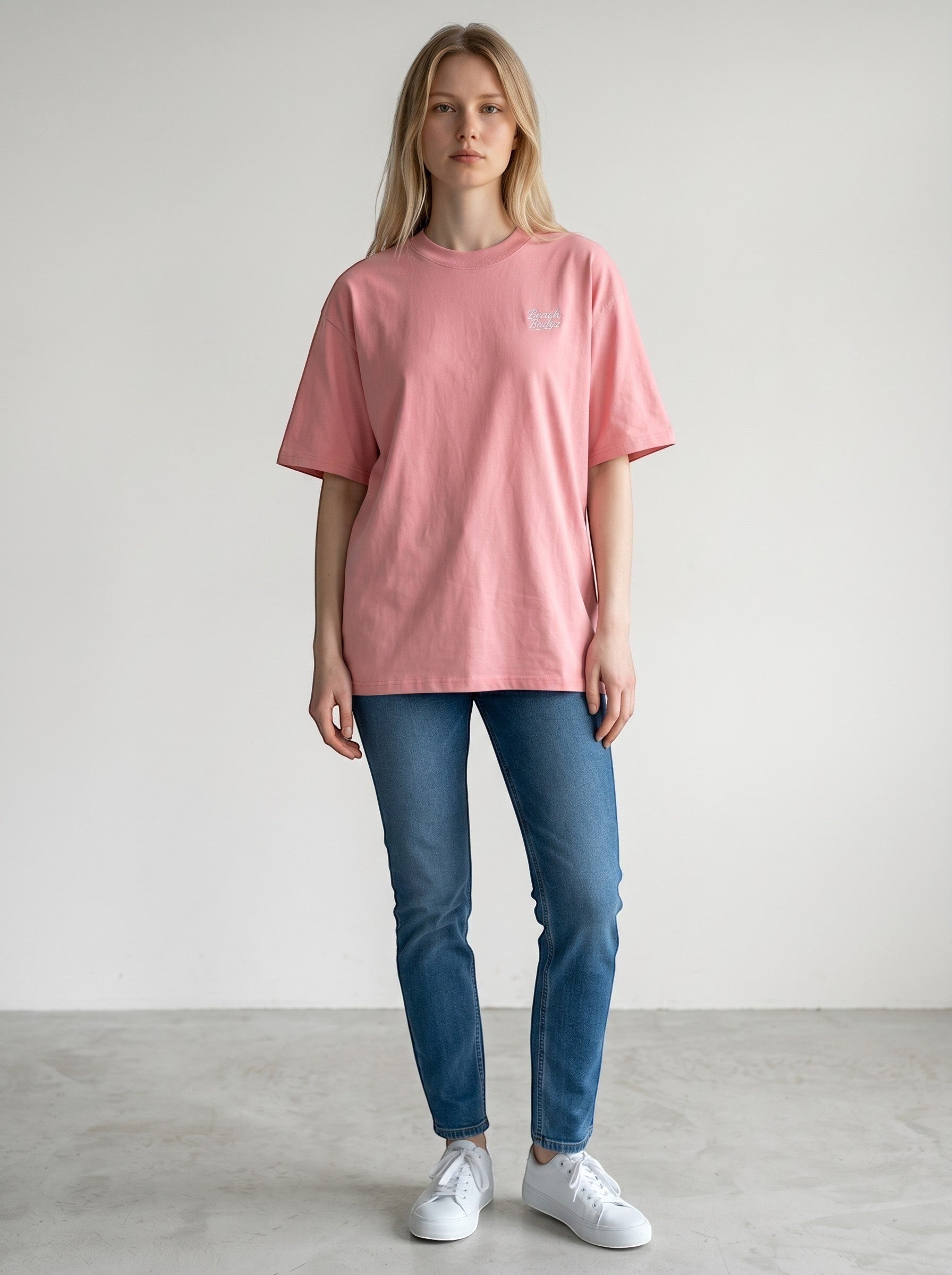 Signature Oversize T-Shirt Bio-Baumwolle BeachBodyz Detailansicht Stickerei